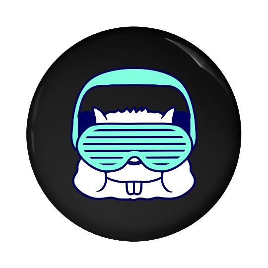 Cute DJ Hamster Party Animal Guinea Pig Pet Face Pin Buttons