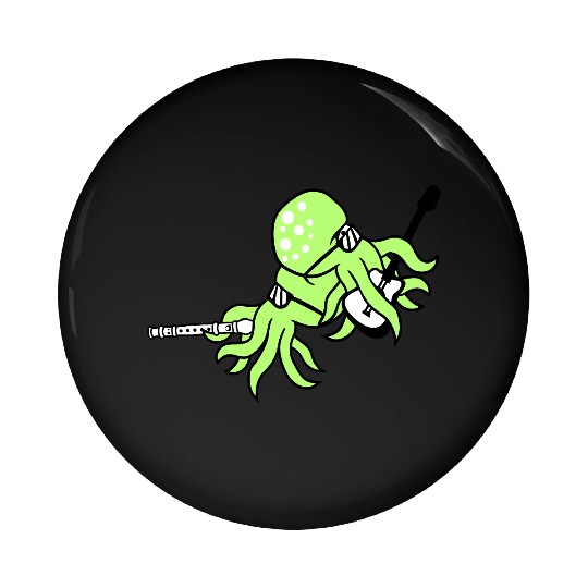 Two Octopus Kraken Squid Guitar Flute 2 Band Team Pin Buttons