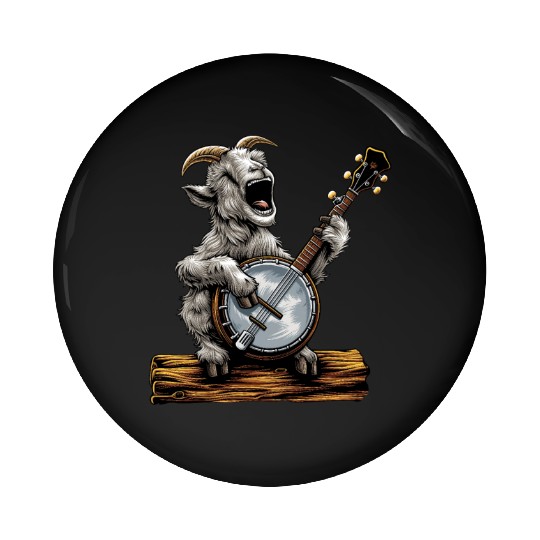 Goat Farm Animal Farmer Bluegrass Banjo Player Pin Buttons