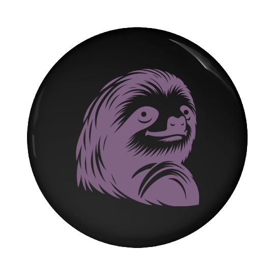 Thoughtful sloth face portrait silhouette Pin Buttons