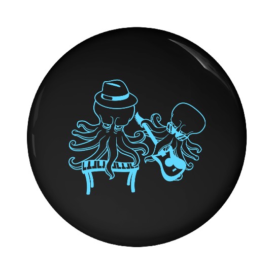 Two Octopus Kraken Squid Guitar Keyboard Band Team Pin Buttons
