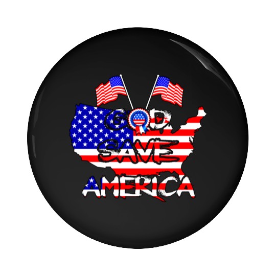 god save america flags stars Pin Buttons