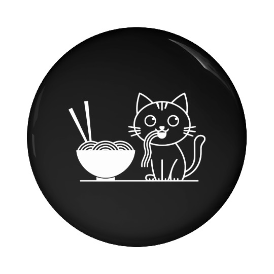 Cute Cat Eating Ramen Kawaii Food Design Pin Buttons