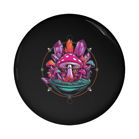 Crystal Mushrooms Terrarium Pin Buttons