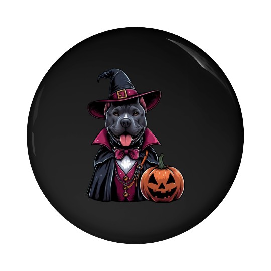 Costumed Pitbull Halloween Pin Buttons