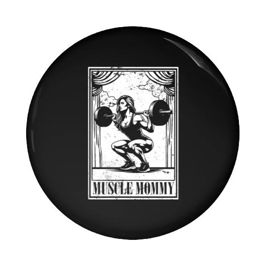 Tarot Cards Muscle Mommy Squatting Barbell Pin Buttons