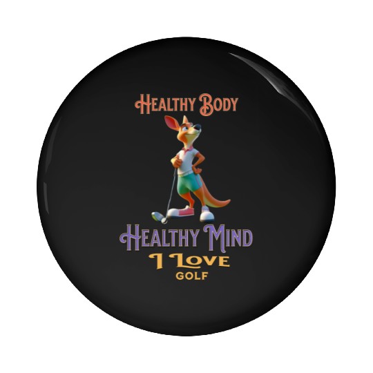 kangaroo playing golf Pin Buttons