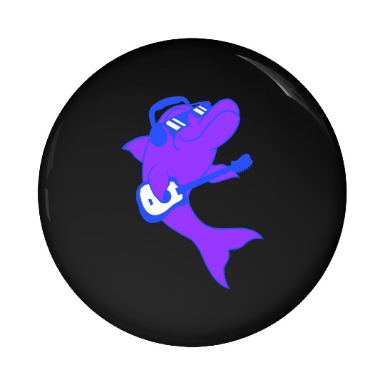 Cool Dolphin Playing Guitar Headphone Sunglasses Pin Buttons