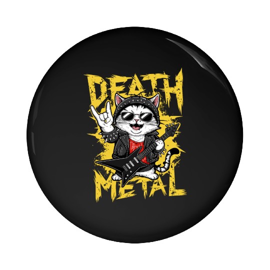 Cat Musician with Electric Guitar Pin Buttons