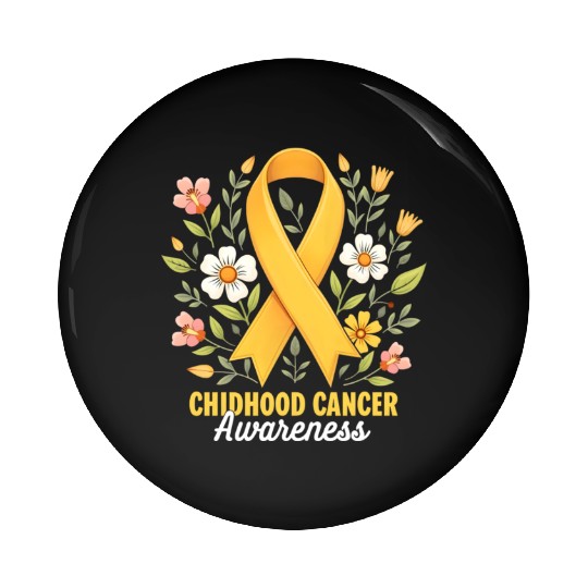 Childhood Cancer Awareness Hippie Flower Ribbon Pin Buttons