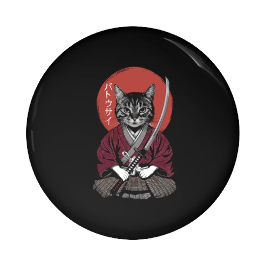 Neko Battousai Samurai Cat Classic Pin Buttons