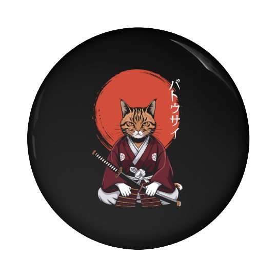 Neko Battousai Samurai Cat Classic Pin Buttons