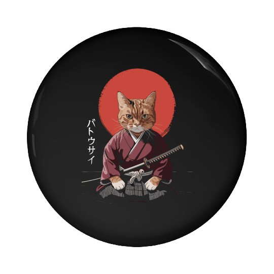 Neko Battousai Samurai Cat Classic Pin Buttons