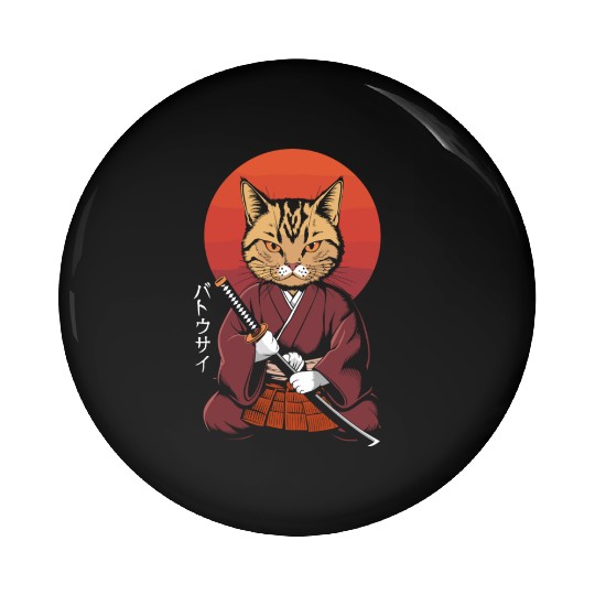 Neko Battousai Samurai Cat Classic Pin Buttons