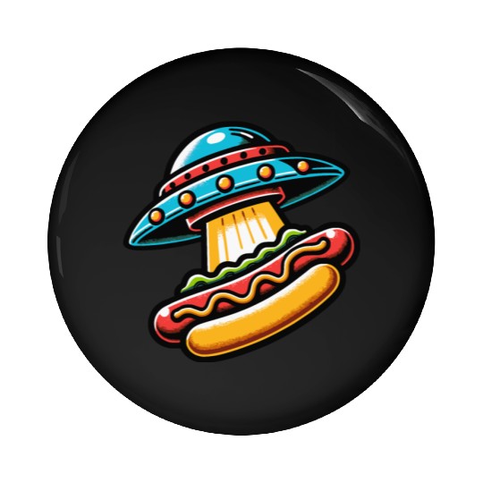UFO HotDog Abduction Pin Buttons