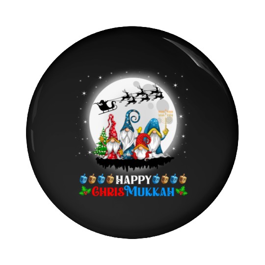 Happy Chrismukkah Gnomes Christmas Hanukkah Pin Buttons