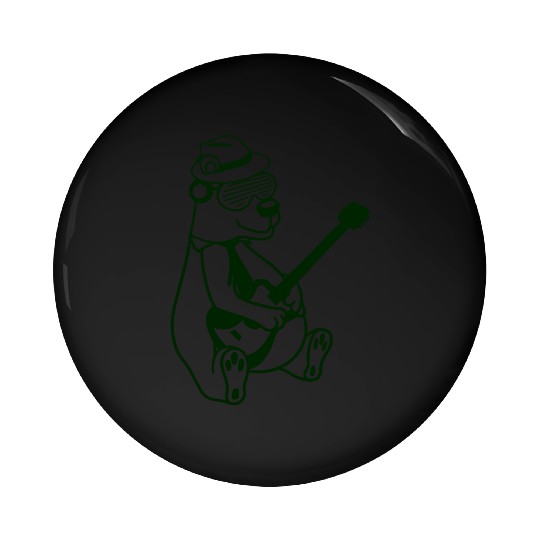 Cool Sitting Grizzly Brown Bear Playing Guitar Fun Pin Buttons