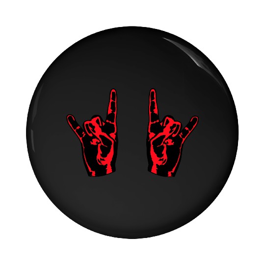 Two heavy metal hard rock horn finger hand gesture Pin Buttons