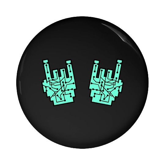 Heavy metal nerd electronic circuits hand gesture Pin Buttons