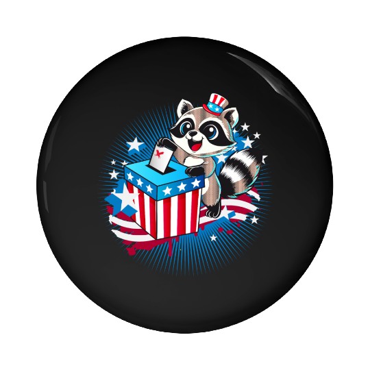 A raccoon casts his vote in the US election Pin Buttons