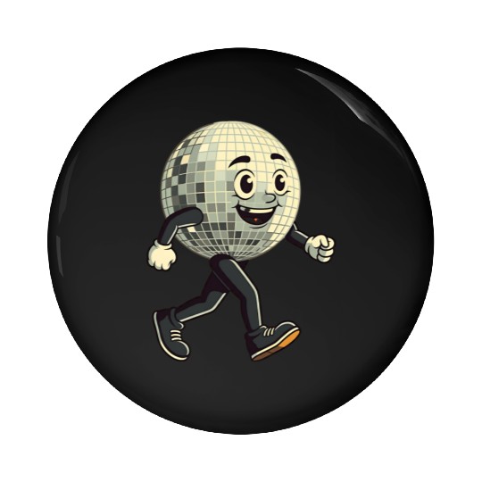 Disco Ball Walking - Retro Funk in Motion Pin Buttons