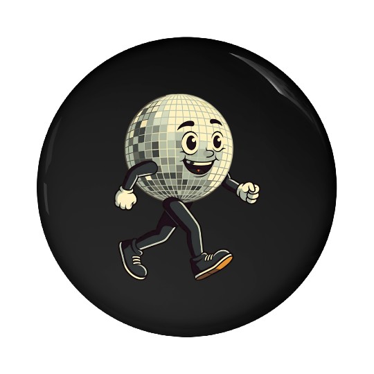 Disco Ball Walking - Retro Funk in Motion Pin Buttons