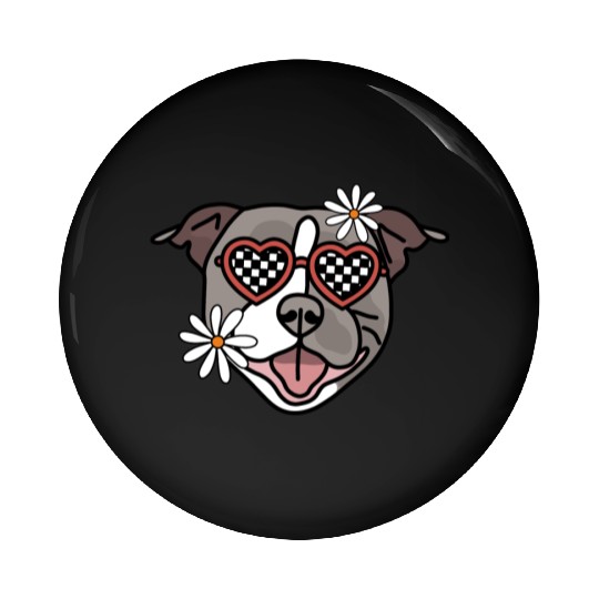 Staffordshire Grey Retro Dog Pin Buttons