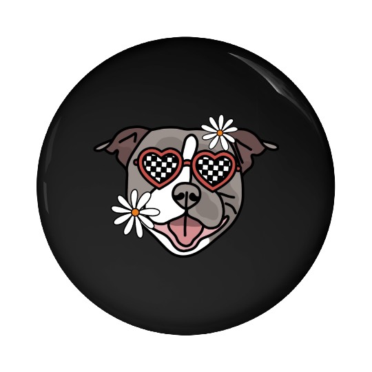 Staffordshire Grey Retro Dog Pin Buttons