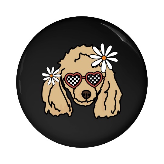Poodle Brown retro Dog Pin Buttons