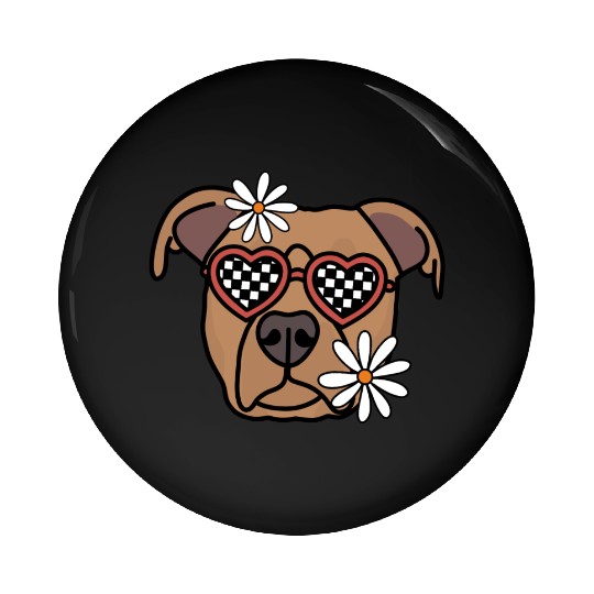 Pitbull Brown Retro Dog Pin Buttons