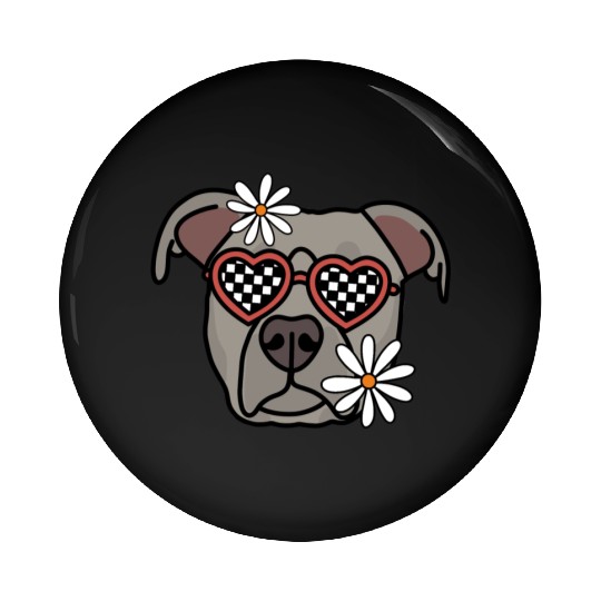 Pitbull Grey Retro Dog Pin Buttons