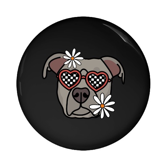 Pitbull Grey Retro Dog Pin Buttons
