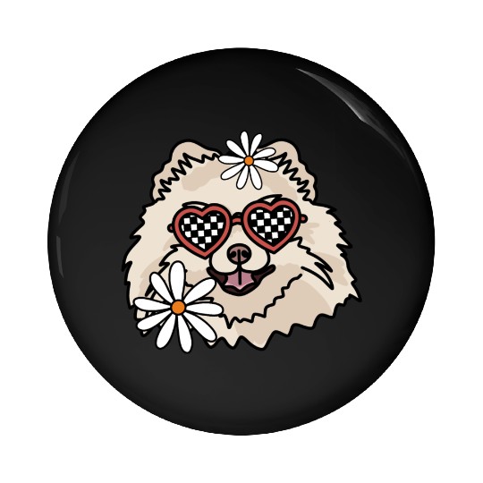 Pomeranian Retro Dog Pin Buttons