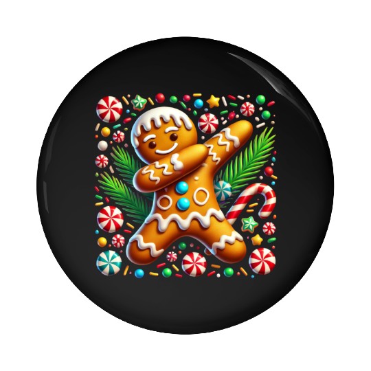 Dabbing Gingerbread Cookie Christmas Fun Pin Buttons