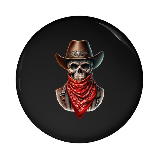 Outlaw Cowboy Skull Pin Buttons