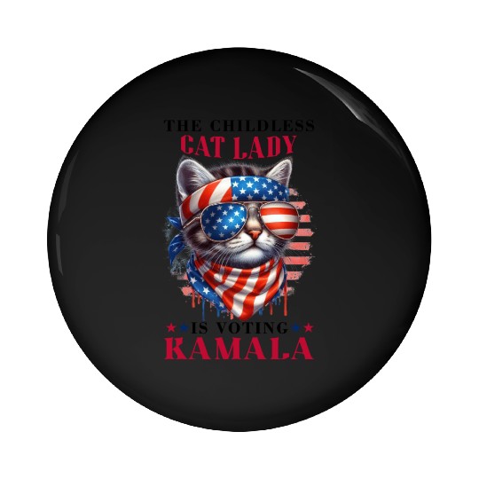 Childless Cat Lady Voting Kamala Harris Pin Buttons