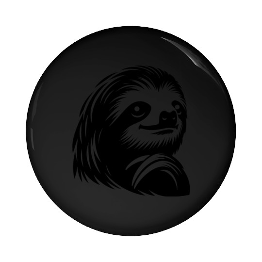 Thoughtful sloth face portrait silhouette Pin Buttons