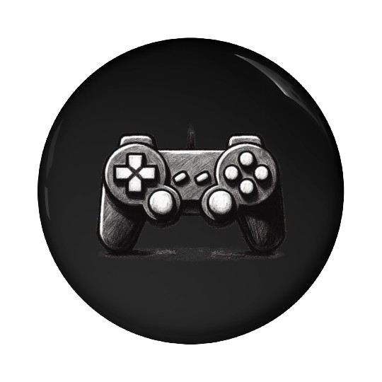 Gamer Controller Cartoon Charcoal Gaming Art 1 Pin Buttons