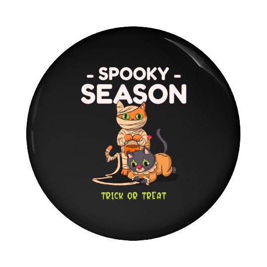 Spooky Seasons Trick or Treat Cat Mummy Pin Buttons