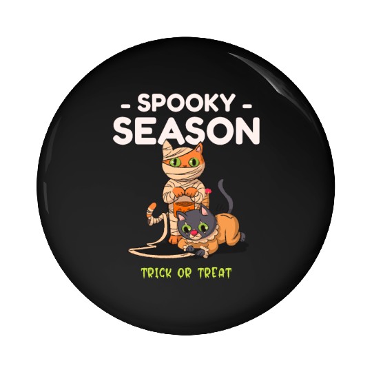 Spooky Seasons Trick or Treat Cat Mummy Pin Buttons