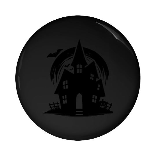 Bat Full Moon Haunted House Halloween Tattoo Pin Buttons