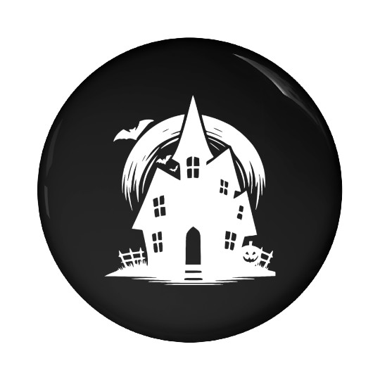 Bat Full Moon Haunted House Halloween Tattoo Pin Buttons