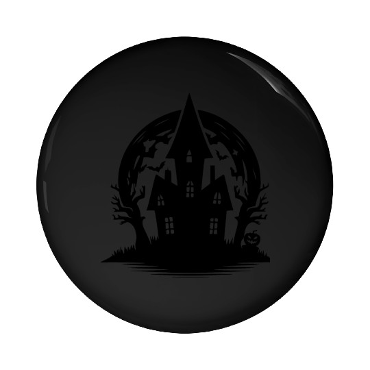 Spooky Haunted House Full Moon Halloween Party Pin Buttons