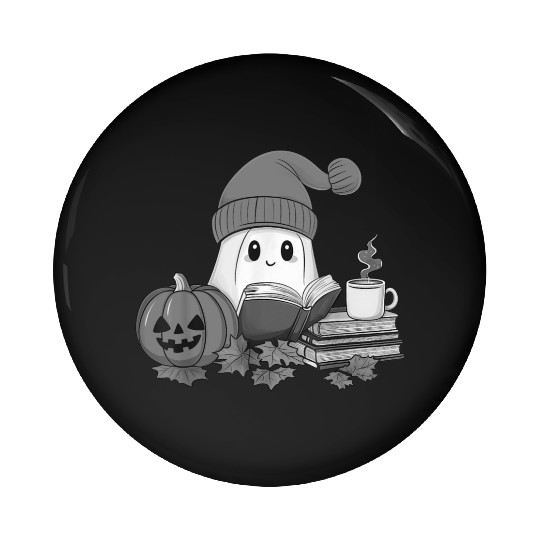 Cute Teacher Ghost Reading Book Lovers Halloween Pin Buttons
