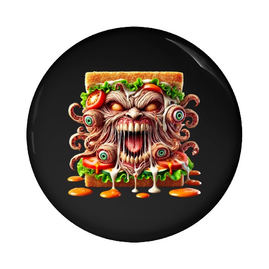 Terrifying Monster Sandwich Pin Buttons