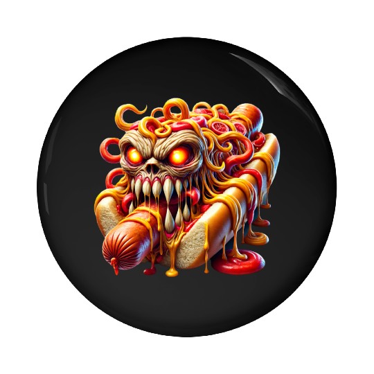 Monster Hot Dog Horror Pin Buttons
