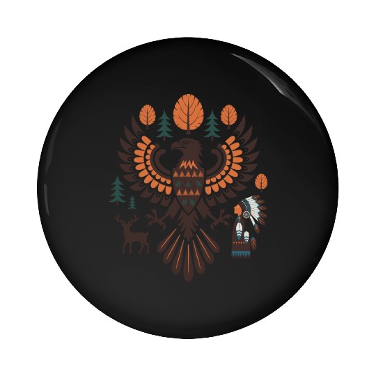 Native American Eagle Design Pin Buttons