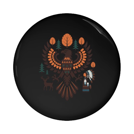 Native American Eagle Design Pin Buttons