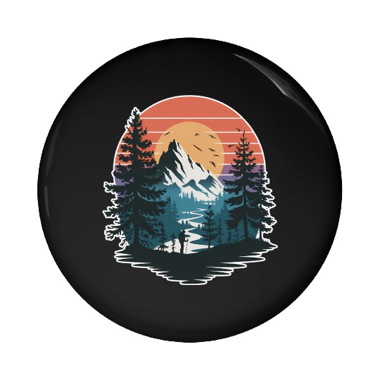 Wildlife Forest Nature Trees Retro Outdoors Pin Buttons