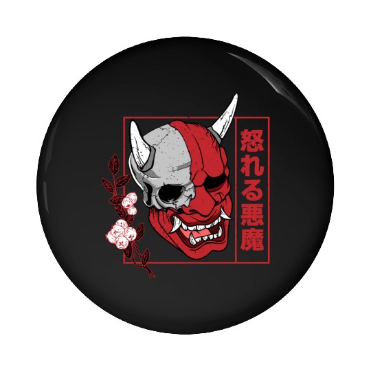 Hannya demon art face Skull devil oni harajuku Pin Buttons